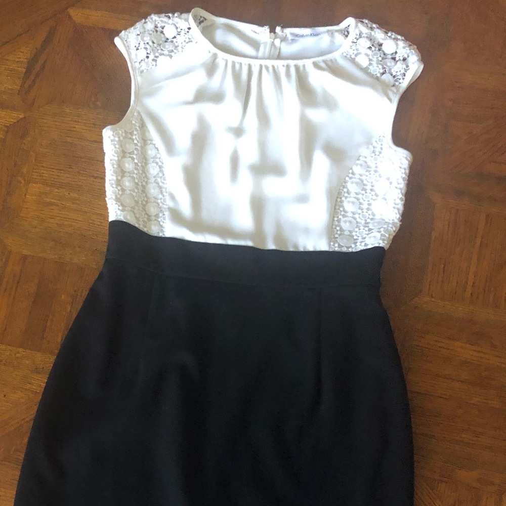 Calvin Klein cream and black dress! Size 2